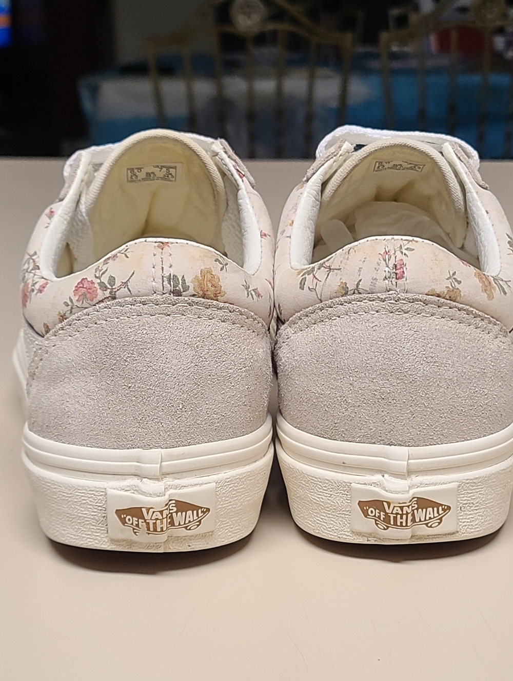 Vans Old Skool Floral Marshmallow low top skateboard sneakers size 7 1/2 - Picture 6 of 11